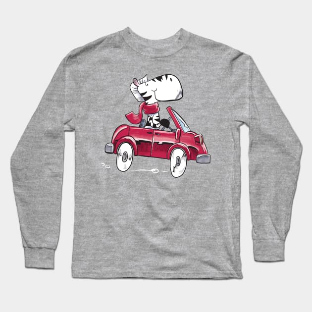 Driving zebra Long Sleeve T-Shirt by RobPetersArt